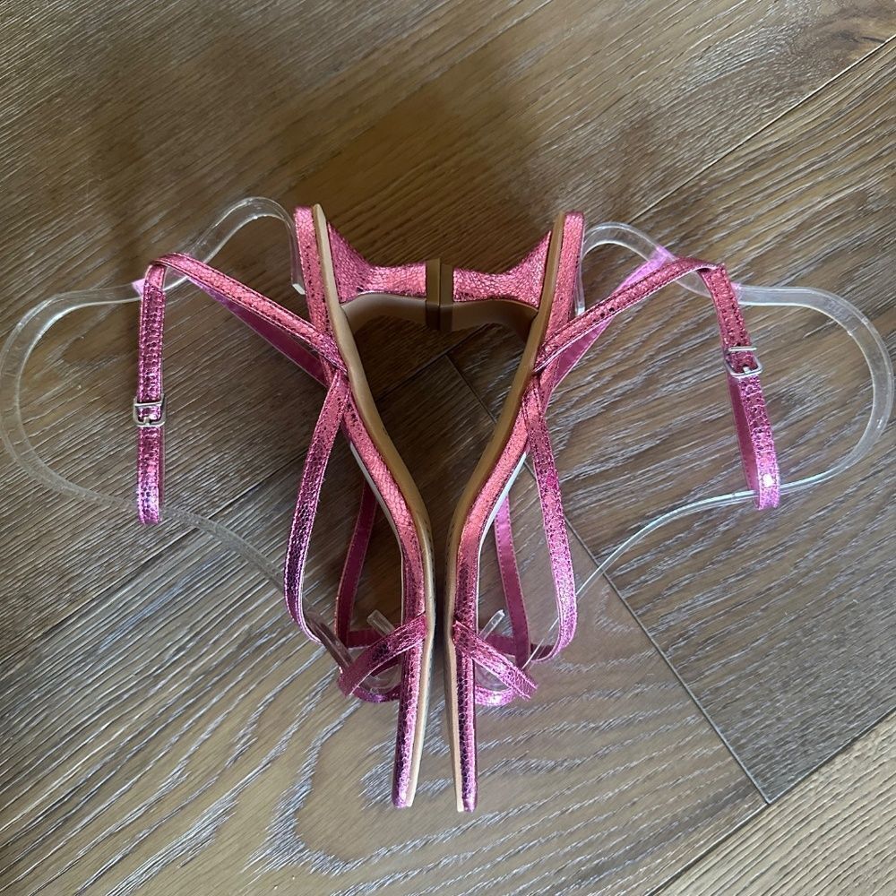 Dolce Vita Baylor Square Toe Block Heel Thong Sandals Magenta Crackle 6.5 - Picture 9 of 13